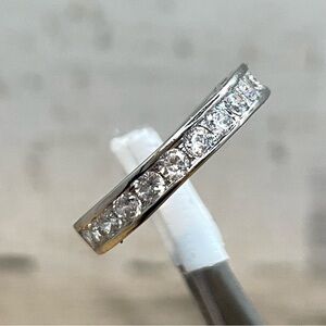 Beautiful Elegant Micro Paved Round Cut White Diamond CZ Silver Plated Ring Band